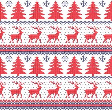 Winter festive Christmas knitted pattern woolen knitted Stock Illustration