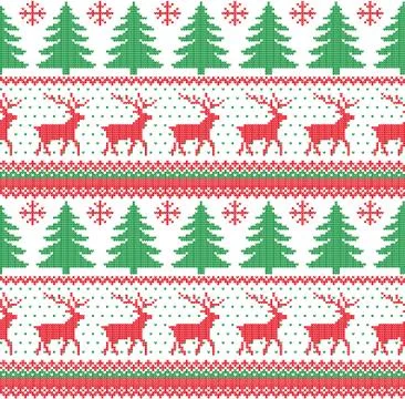 Winter festive Christmas knitted pattern woolen knitted Stock Illustration