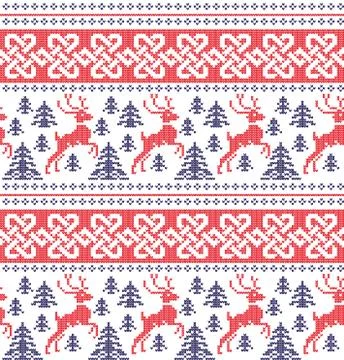 Winter festive Christmas knitted pattern woolen knitted Illustrazione stock