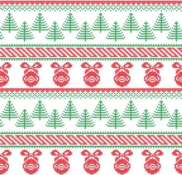Winter festive Christmas knitted pattern woolen knitted Illustrazione stock