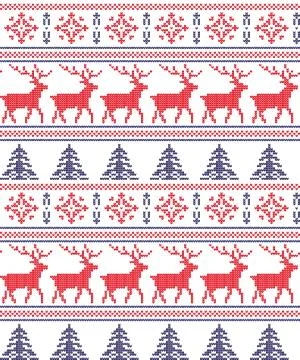 Winter festive Christmas knitted pattern woolen knitted Illustrazione stock