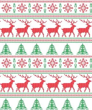Winter festive Christmas knitted pattern woolen knitted Stock Illustration
