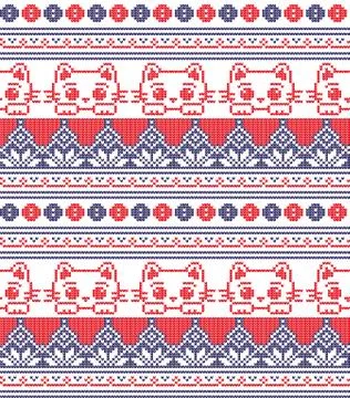 Winter festive Christmas knitted pattern woolen knitted Stock Illustration