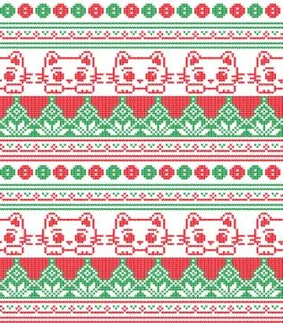 Winter festive Christmas knitted pattern woolen knitted Illustrazione stock