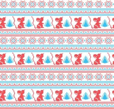 Winter festive Christmas knitted pattern woolen knitted Stock Illustration