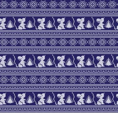 Winter festive Christmas knitted pattern woolen knitted Stock Illustration