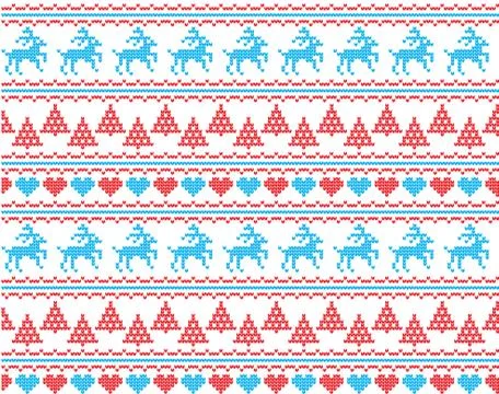Winter festive Christmas knitted pattern woolen knitted Stock Illustration