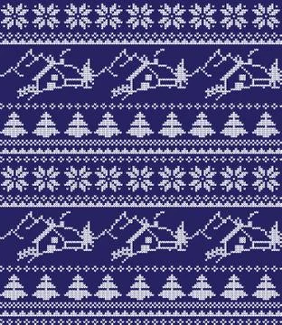 Winter festive Christmas knitted pattern woolen knitted Stock Illustration