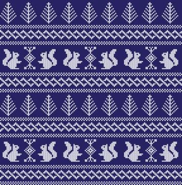 Winter festive Christmas knitted pattern woolen knitted Stock Illustration