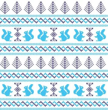 Winter festive Christmas knitted pattern woolen knitted Illustrazione stock