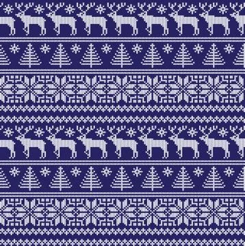 Winter festive Christmas knitted pattern woolen knitted Illustrazione stock