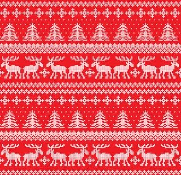 Winter festive Christmas knitted pattern woolen knitted Stock Illustration
