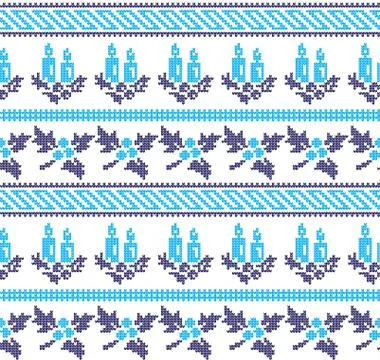 Winter festive Christmas knitted pattern woolen knitted Stock Illustration