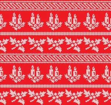 Winter festive Christmas knitted pattern woolen knitted Stock Illustration
