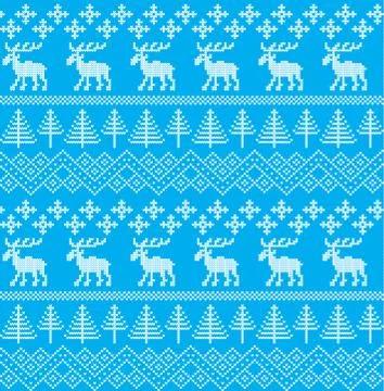 Winter festive Christmas knitted pattern woolen knitted Stock Illustration