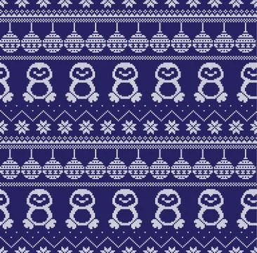 Winter festive Christmas knitted pattern woolen knitted Stock Illustration