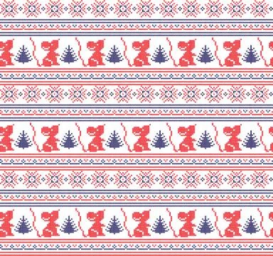 Winter festive Christmas knitted pattern woolen knitted Stock Illustration