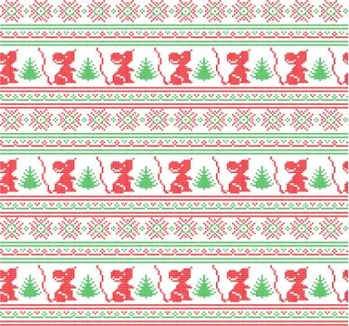 Winter festive Christmas knitted pattern woolen knitted Stock Illustration