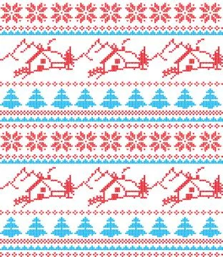 Winter festive Christmas knitted pattern woolen knitted Stock-Illustration