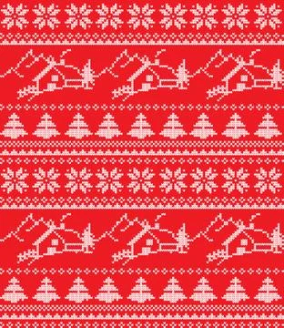 Winter festive Christmas knitted pattern woolen knitted Stock Illustration