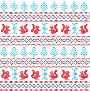 Winter festive Christmas knitted pattern woolen knitted Illustrazione stock
