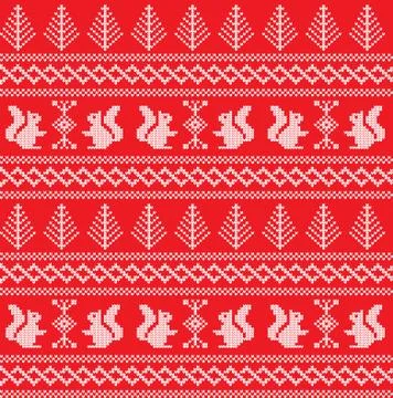 Winter festive Christmas knitted pattern woolen knitted Stock Illustration