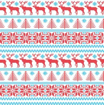 Winter festive Christmas knitted pattern woolen knitted Stock Illustration