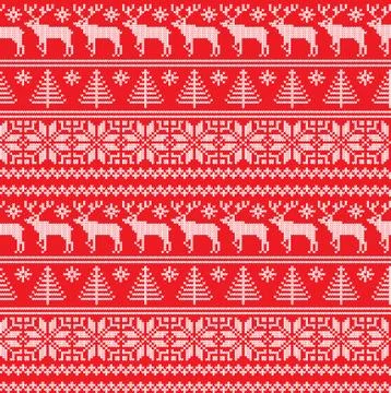 Winter festive Christmas knitted pattern woolen knitted Stock Illustration