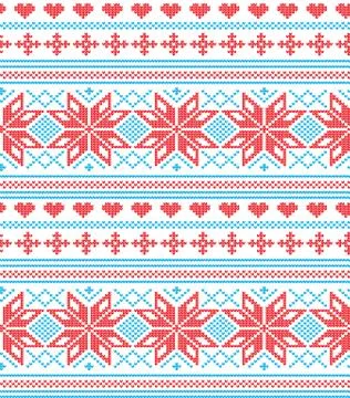 Winter festive Christmas knitted pattern woolen knitted Stock Illustration