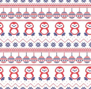 Winter festive Christmas knitted pattern woolen knitted Stock Illustration