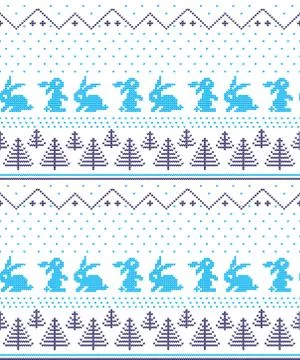 Winter festive Christmas knitted pattern woolen knitted Illustrazione stock