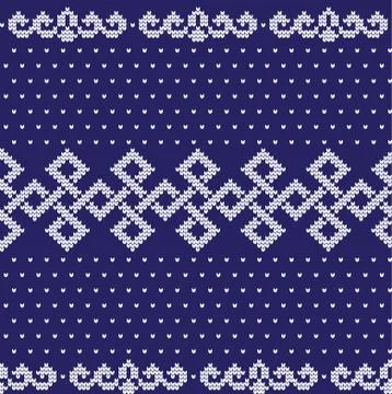 Winter festive Christmas knitted pattern woolen knitted Stock Illustration