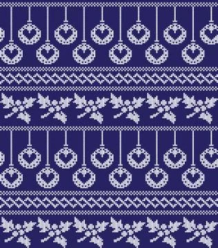Winter festive Christmas knitted pattern woolen knitted Stock Illustration