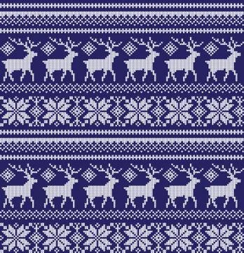 Winter festive Christmas knitted pattern woolen knitted Illustrazione stock
