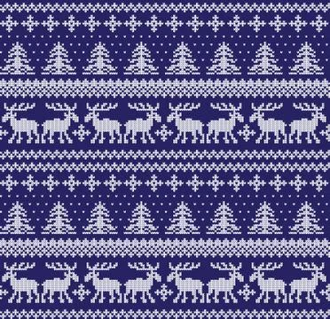 Winter festive Christmas knitted pattern woolen knitted Stock Illustration