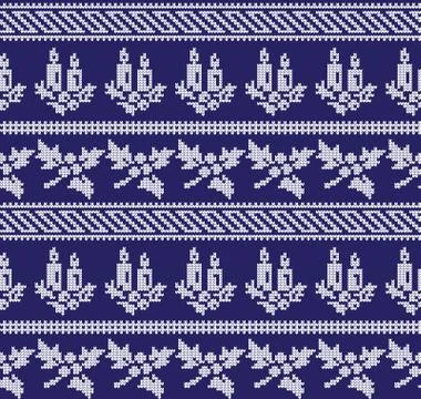 Winter festive Christmas knitted pattern woolen knitted Stock Illustration