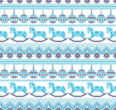 Winter festive Christmas knitted pattern woolen knitted Stock Illustration
