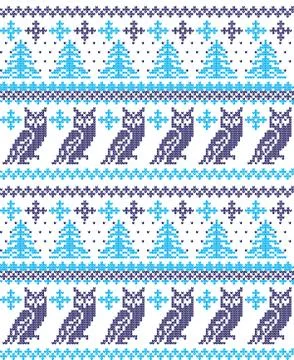 Winter festive Christmas knitted pattern woolen knitted Stock Illustration
