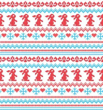 Winter festive Christmas knitted pattern woolen knitted Stock Illustration