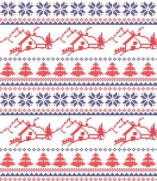 Winter festive Christmas knitted pattern woolen knitted Stock Illustration