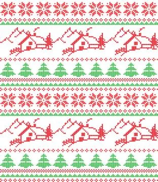 Winter festive Christmas knitted pattern woolen knitted Stock Illustration