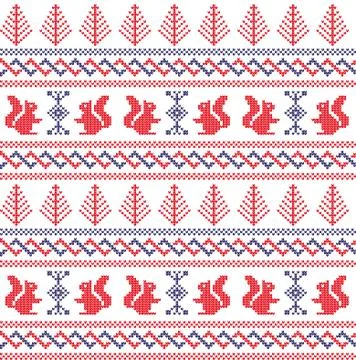 Winter festive Christmas knitted pattern woolen knitted Stock Illustration