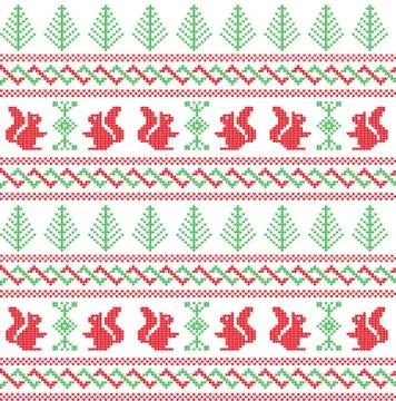 Winter festive Christmas knitted pattern woolen knitted Stock Illustration