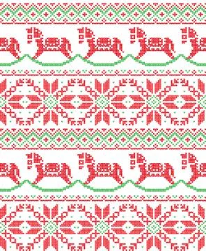 Winter festive Christmas knitted pattern woolen knitted Stock Illustration