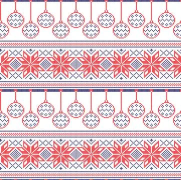 Winter festive Christmas knitted pattern woolen knitted Stock Illustration