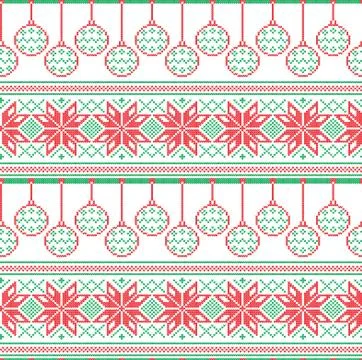 Winter festive Christmas knitted pattern woolen knitted Stock-Illustration