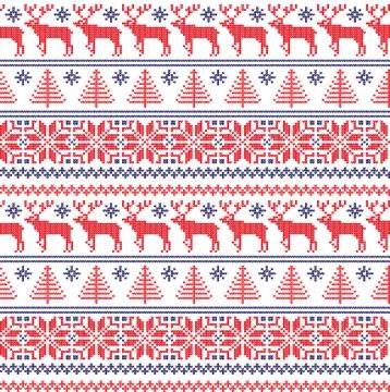 Winter festive Christmas knitted pattern woolen knitted Stock Illustration