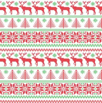 Winter festive Christmas knitted pattern woolen knitted Stock Illustration