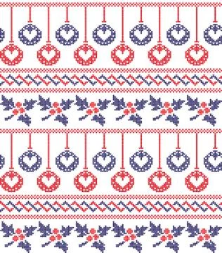 Winter festive Christmas knitted pattern woolen knitted Stock Illustration
