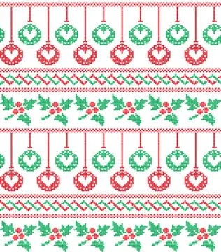 Winter festive Christmas knitted pattern woolen knitted Stock Illustration